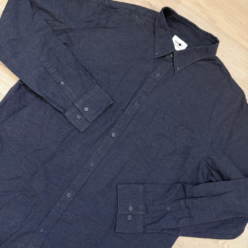 NN07 Levon Shirt 5722 Mens XXL Navy Blue Cotton Button Down No Nationality